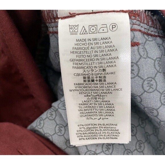 Michael‎ Kors Men's Parker Slim Fit Burgundy 5 Pocket Pants Size 34 x  32 - Picture 6 of 6